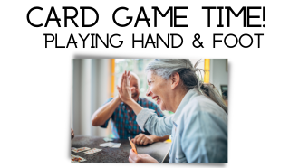 Picture of older woman and man playing cards. Card Game Time Playing Hand and Foot