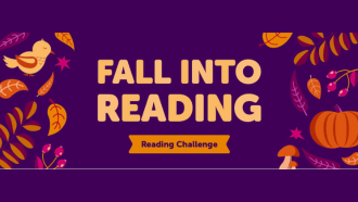 Fall leaves pumpkins and a bird Fall Into Reading Reading Challenge