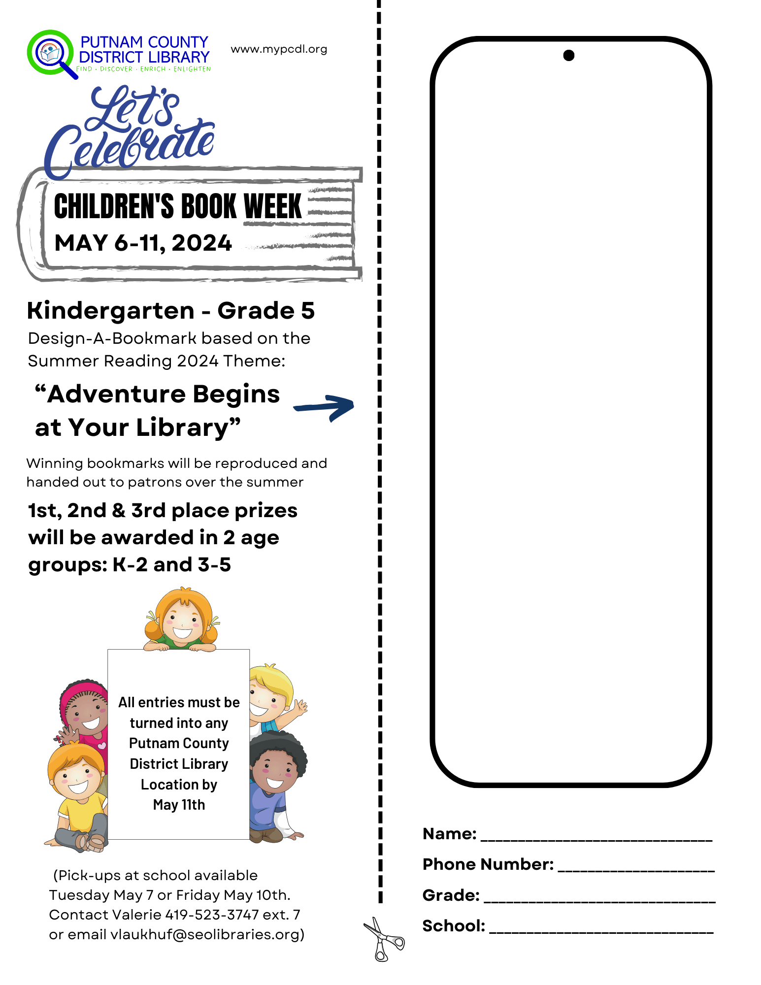 Children's Book Week bookmark entry form