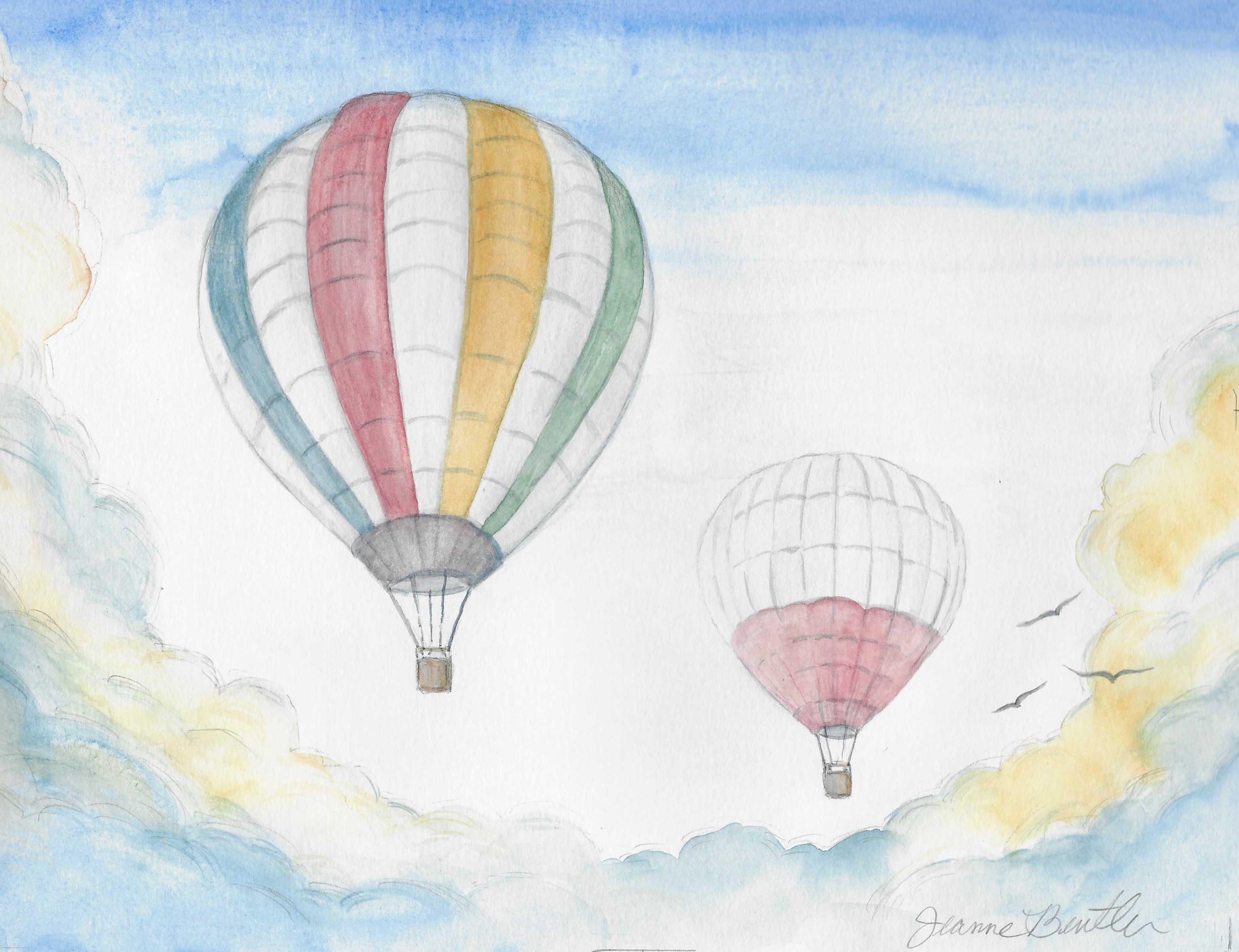 2 hot air balloons