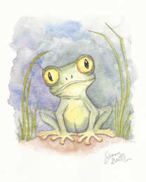 frog standing in grass