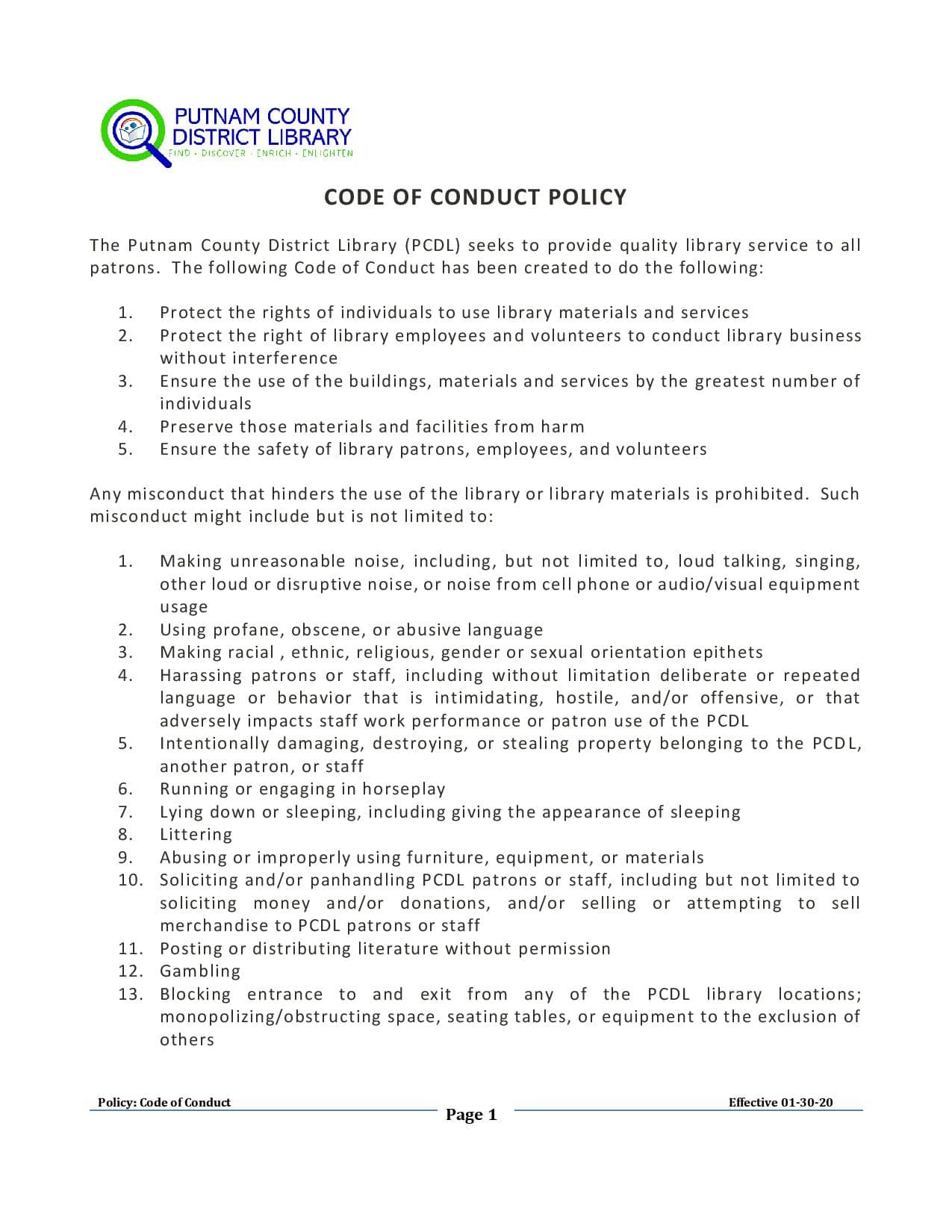 Code of Conduct Page 1