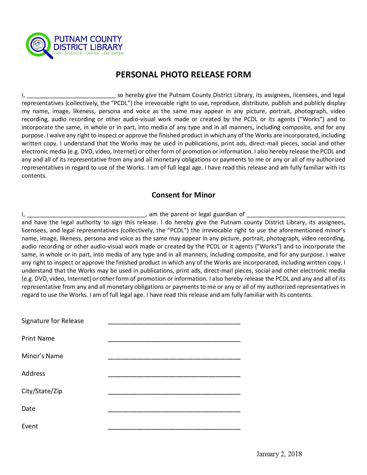 Personal Photo Release Form