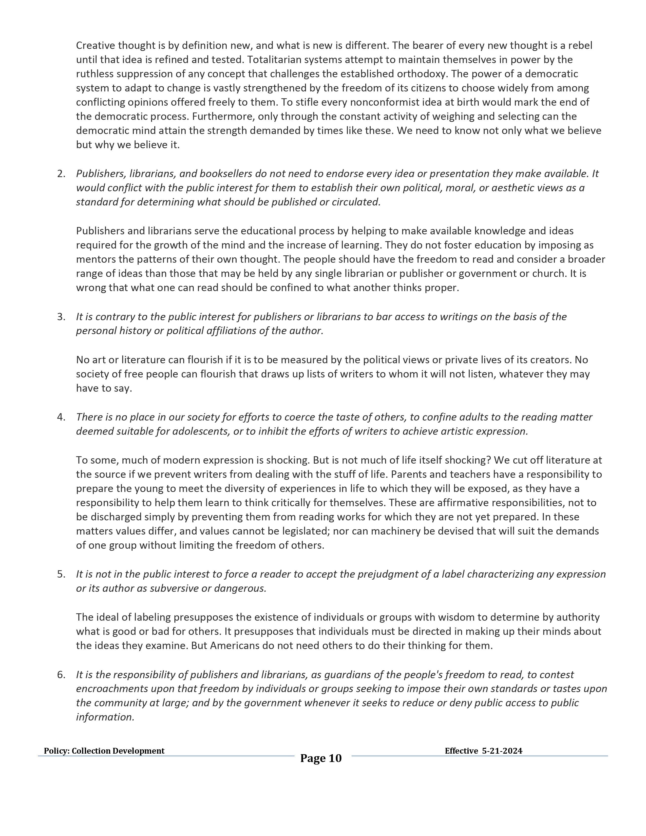 Collection Development Policy Page 10