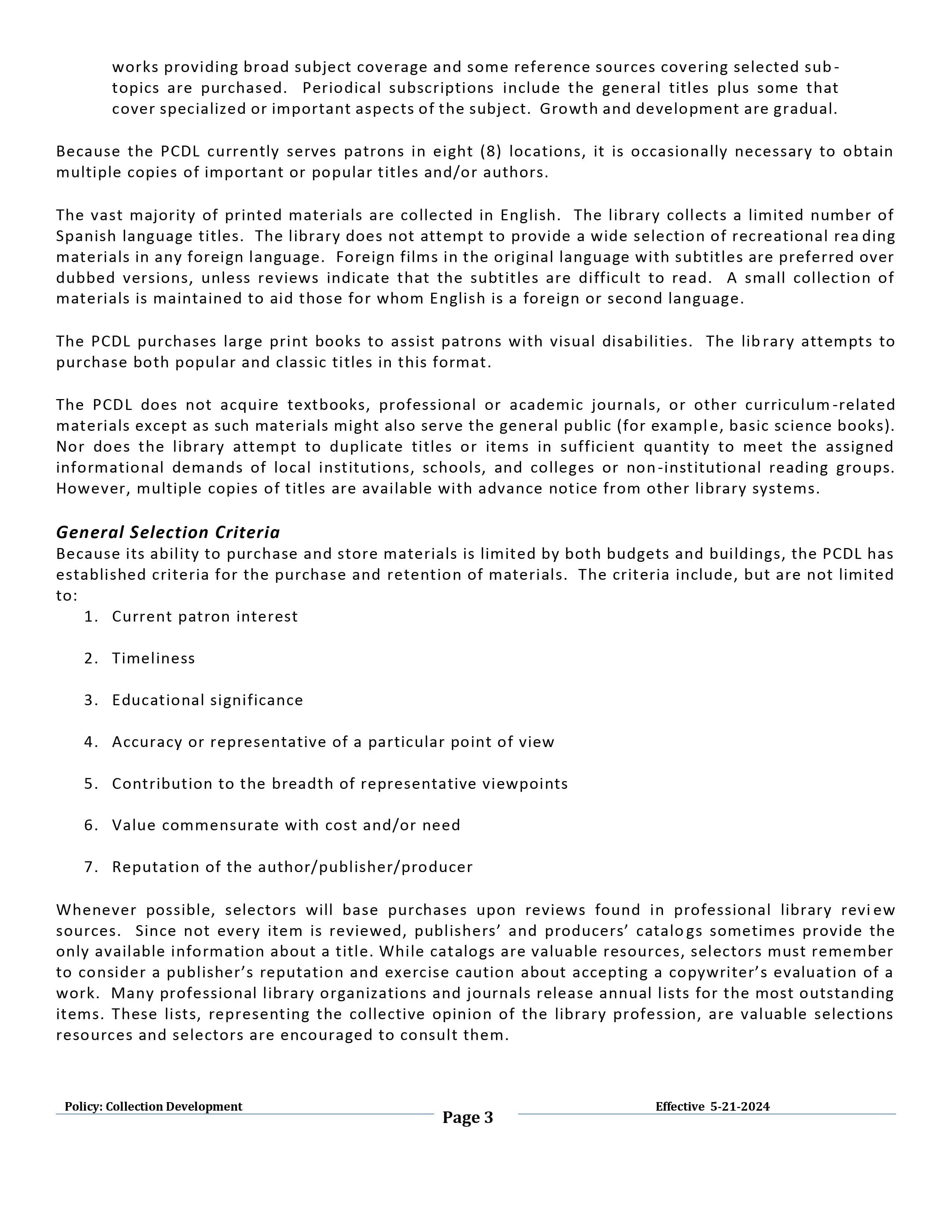 Collection Development Policy Page 3