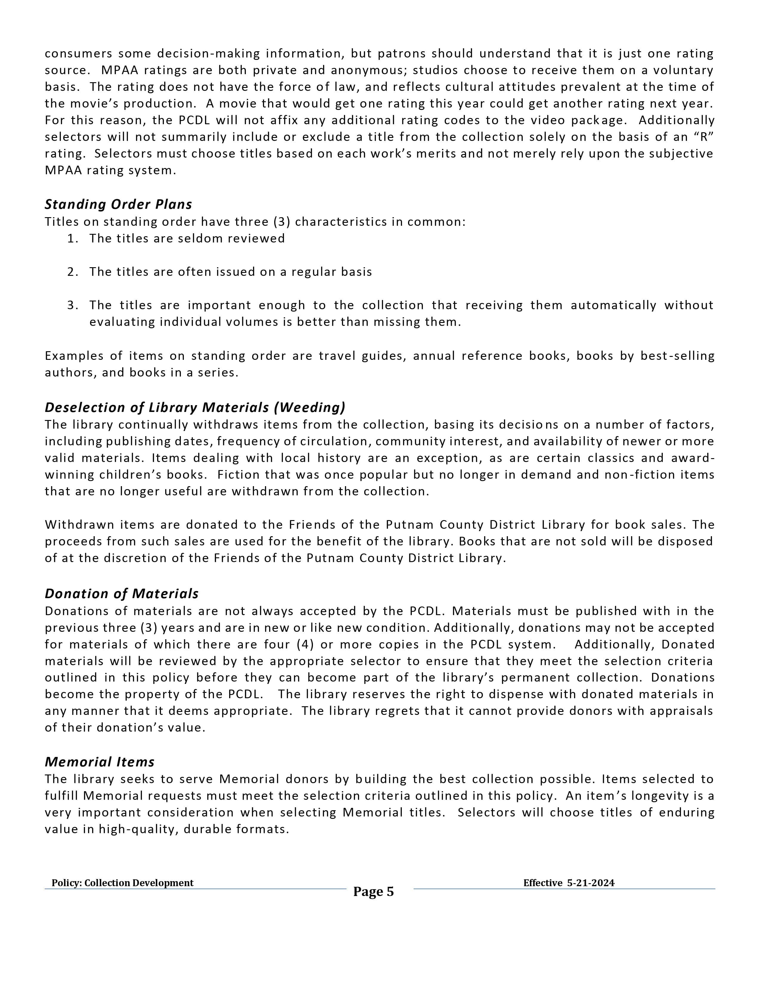 Collection Development Policy Page 5