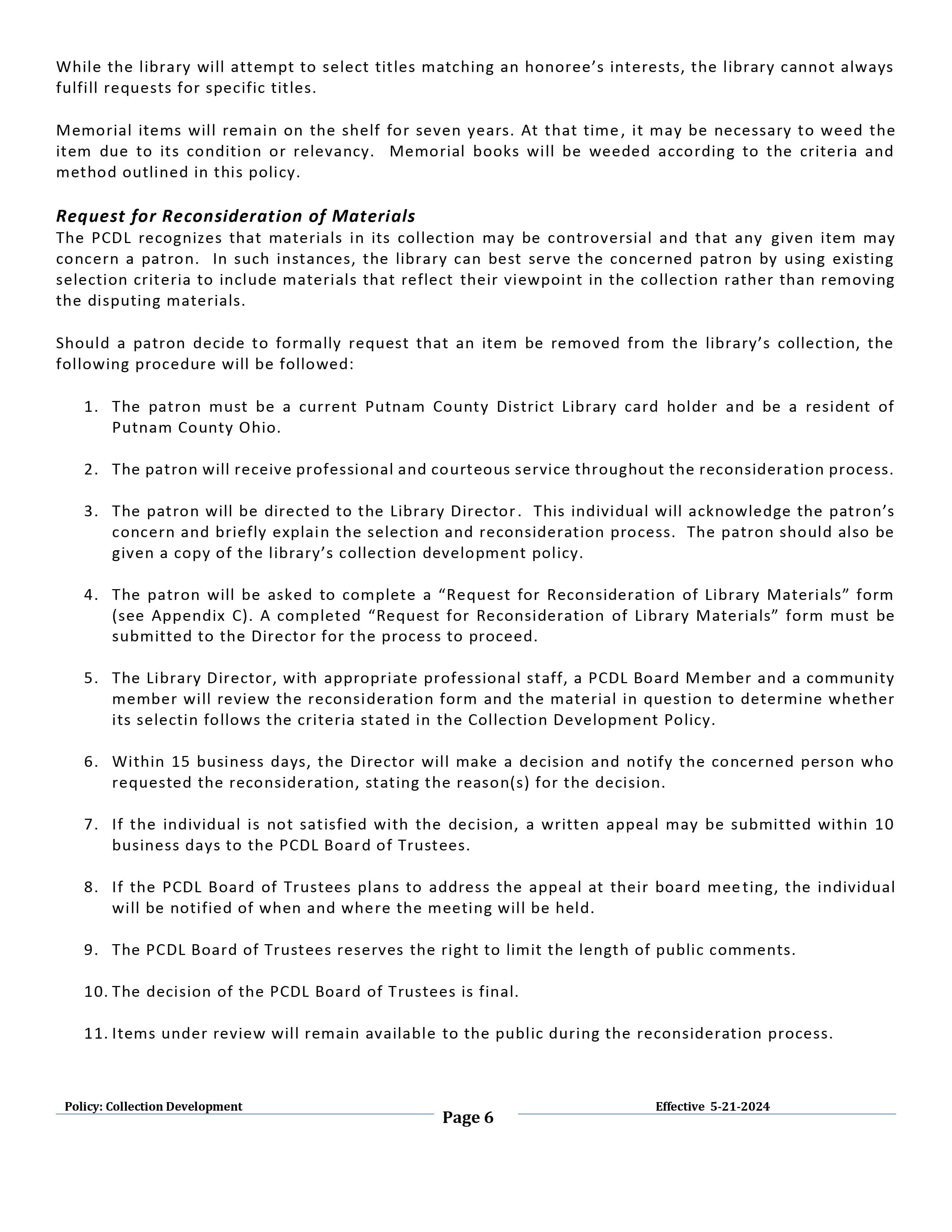 Collection Development Policy Page 6