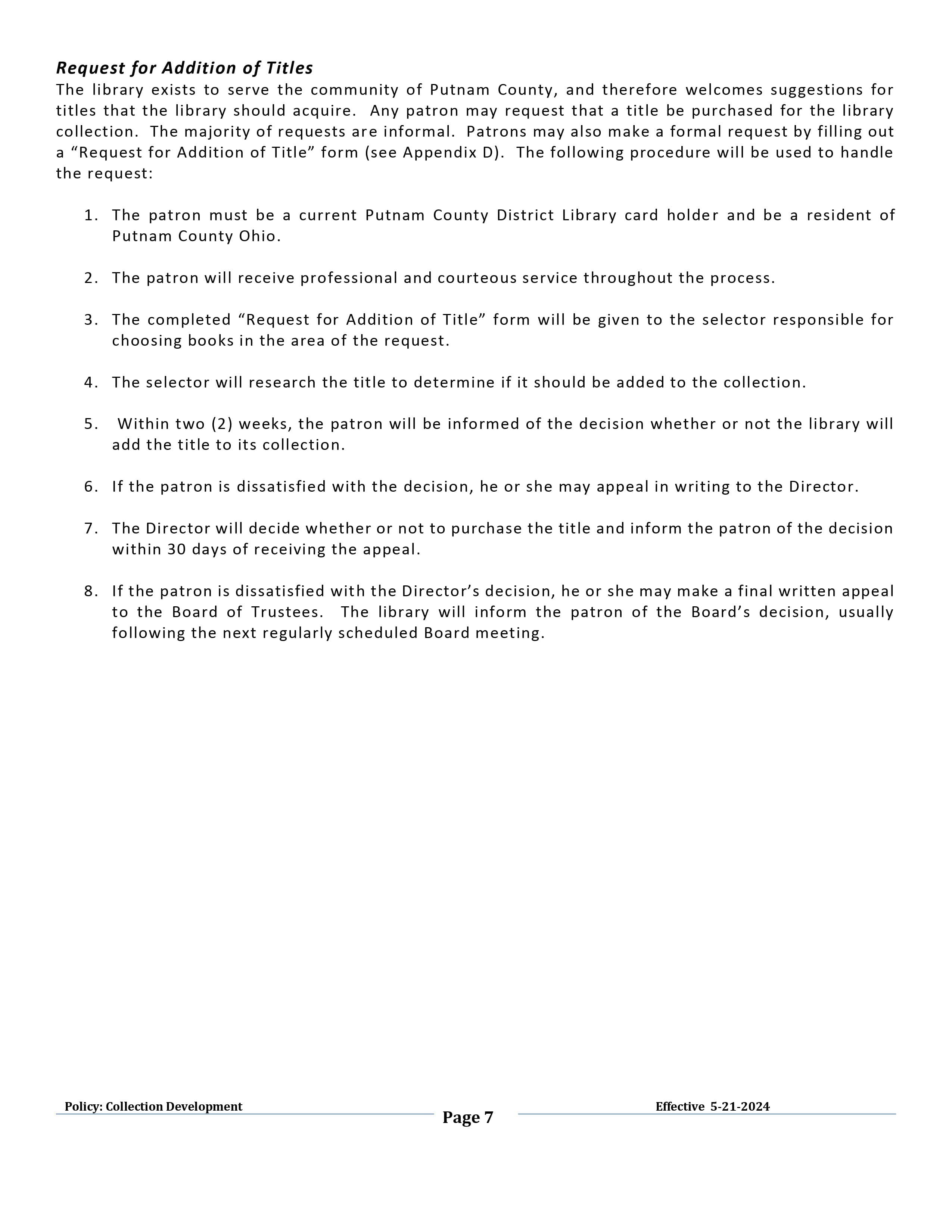 Collection Development Policy Page 7