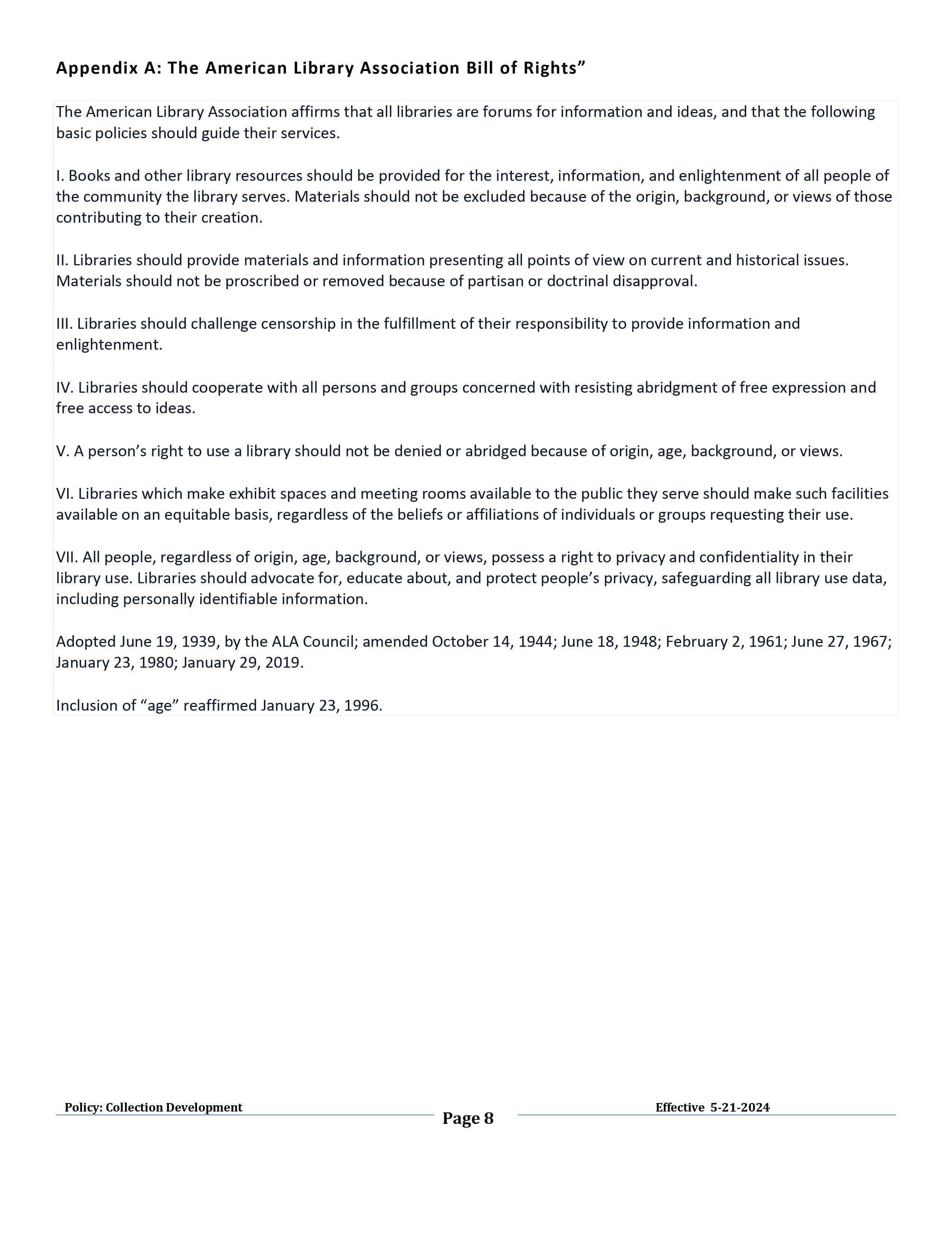 Collection Development Policy Page 8