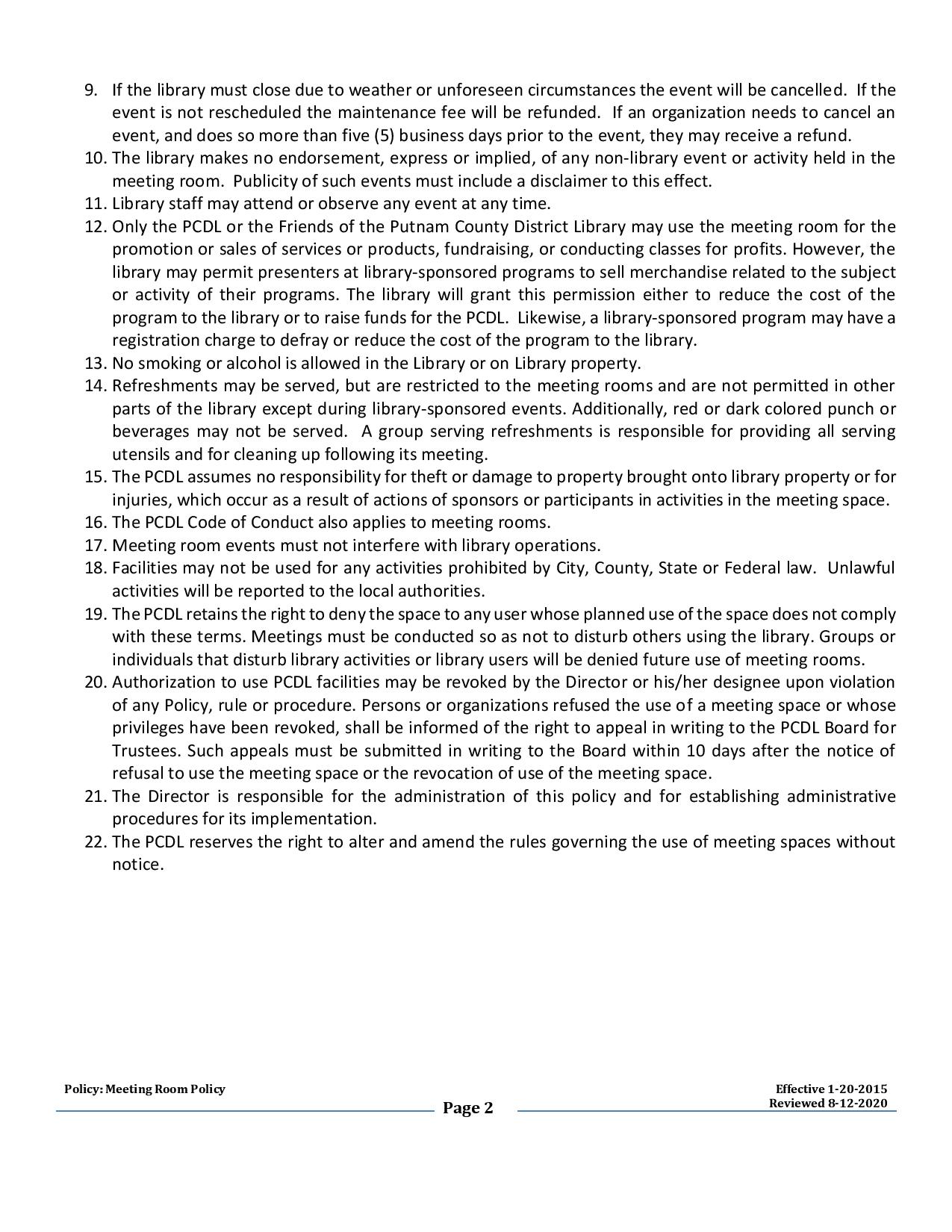 Meeting Room Policy page 2