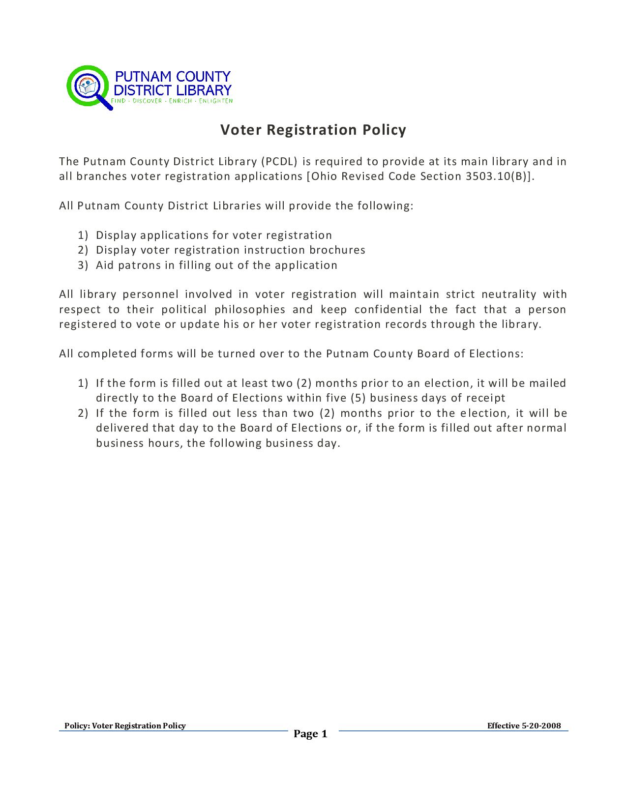 Voter Registration Policy