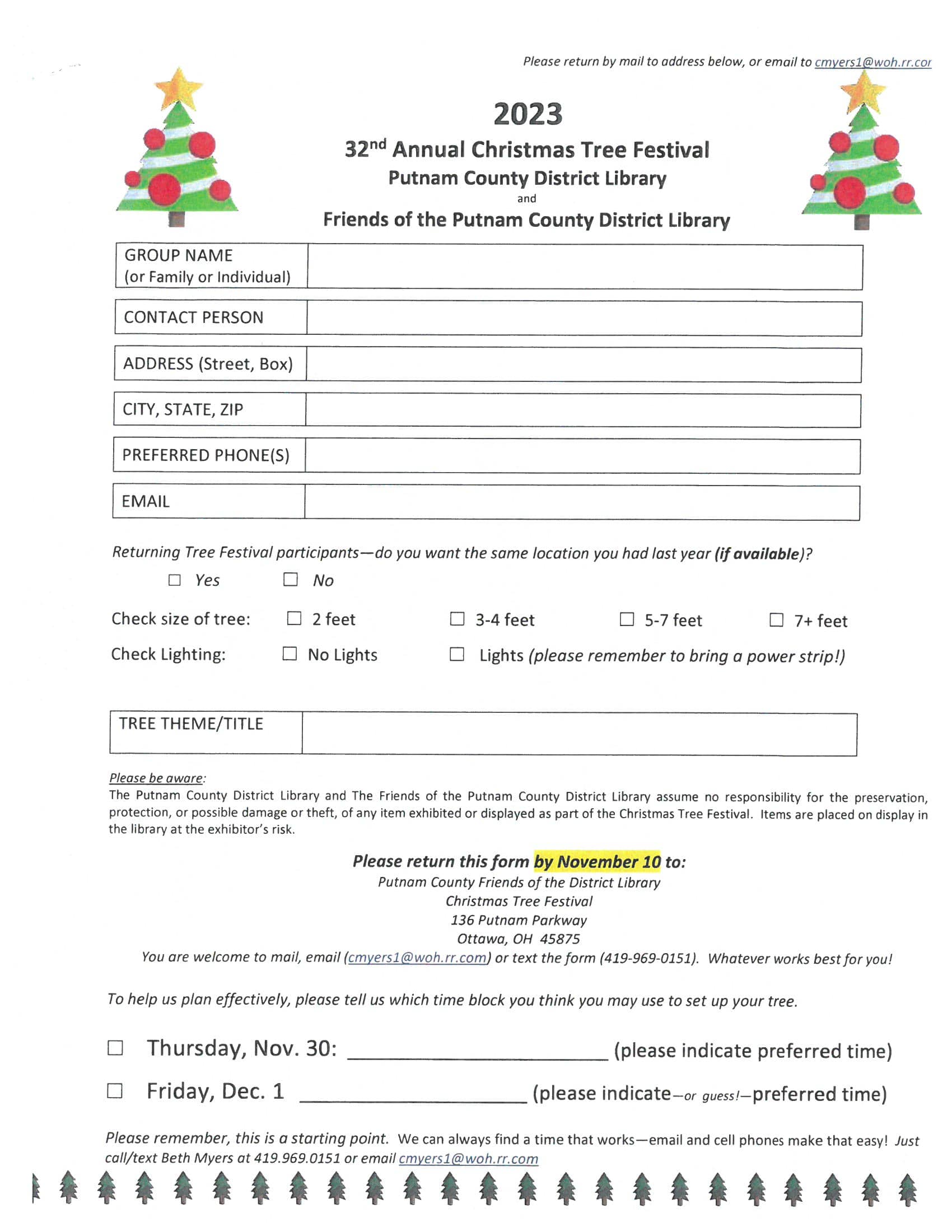 2023 Christmas Tree Festival Application