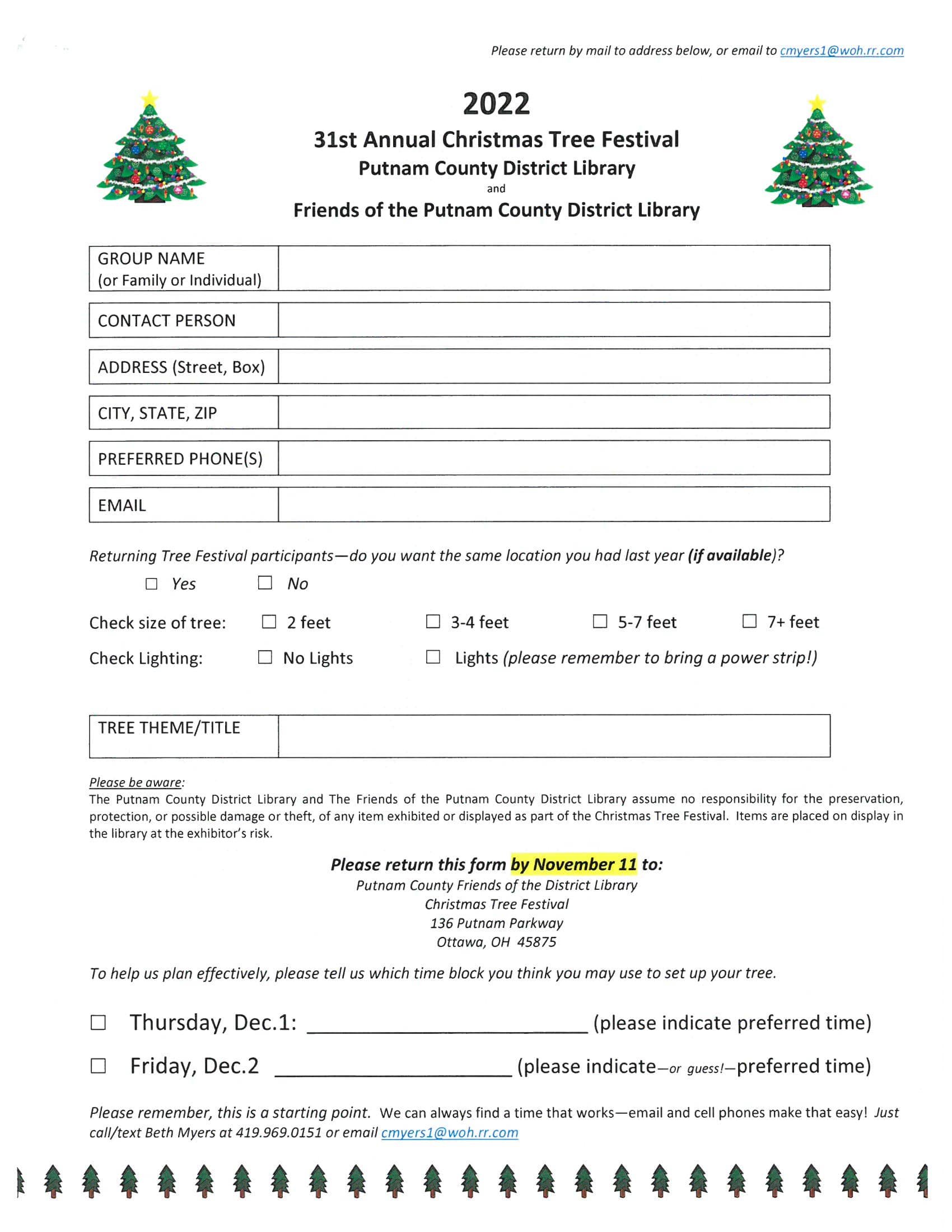 Christmas Tree Application Putnam County District Library